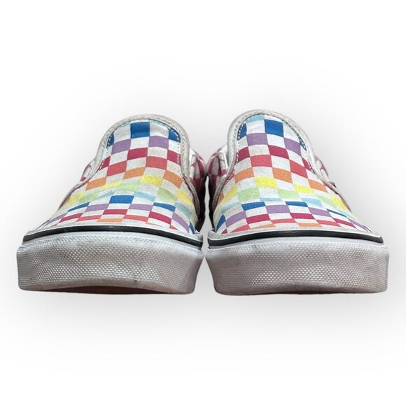 Vans Kids Rainbow Checkerboard Slip-On Canvas Casual Used Sneakers Size Kids 3 - Picture 11 of 16